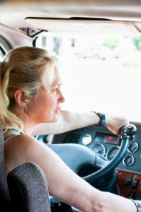 blonde woman truck driver